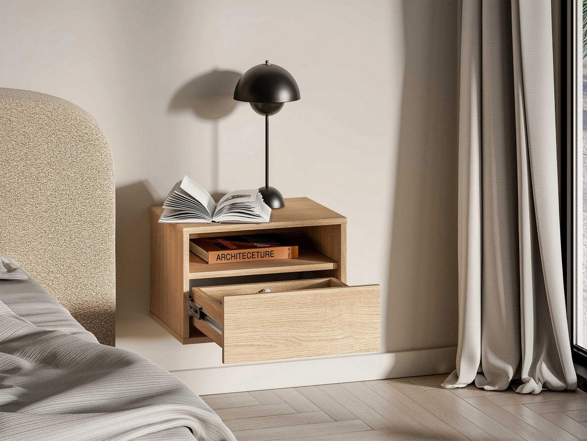 NACHTTISCH HEGGERS Eiche Mavelie 45 cm - Eichefarben/Beige, Holzwerkstoff (45/30/33cm) - Selsey