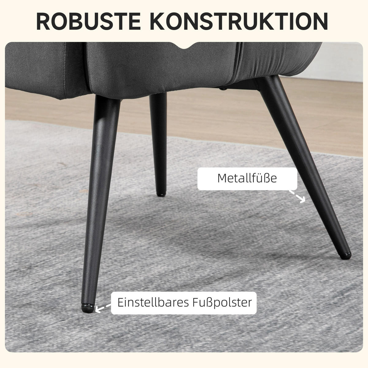 OHRENSESSEL, Relaxsessel - Dunkelgrau, Kunststoff/Metall (77.5/98/73cm) - HOMCOM