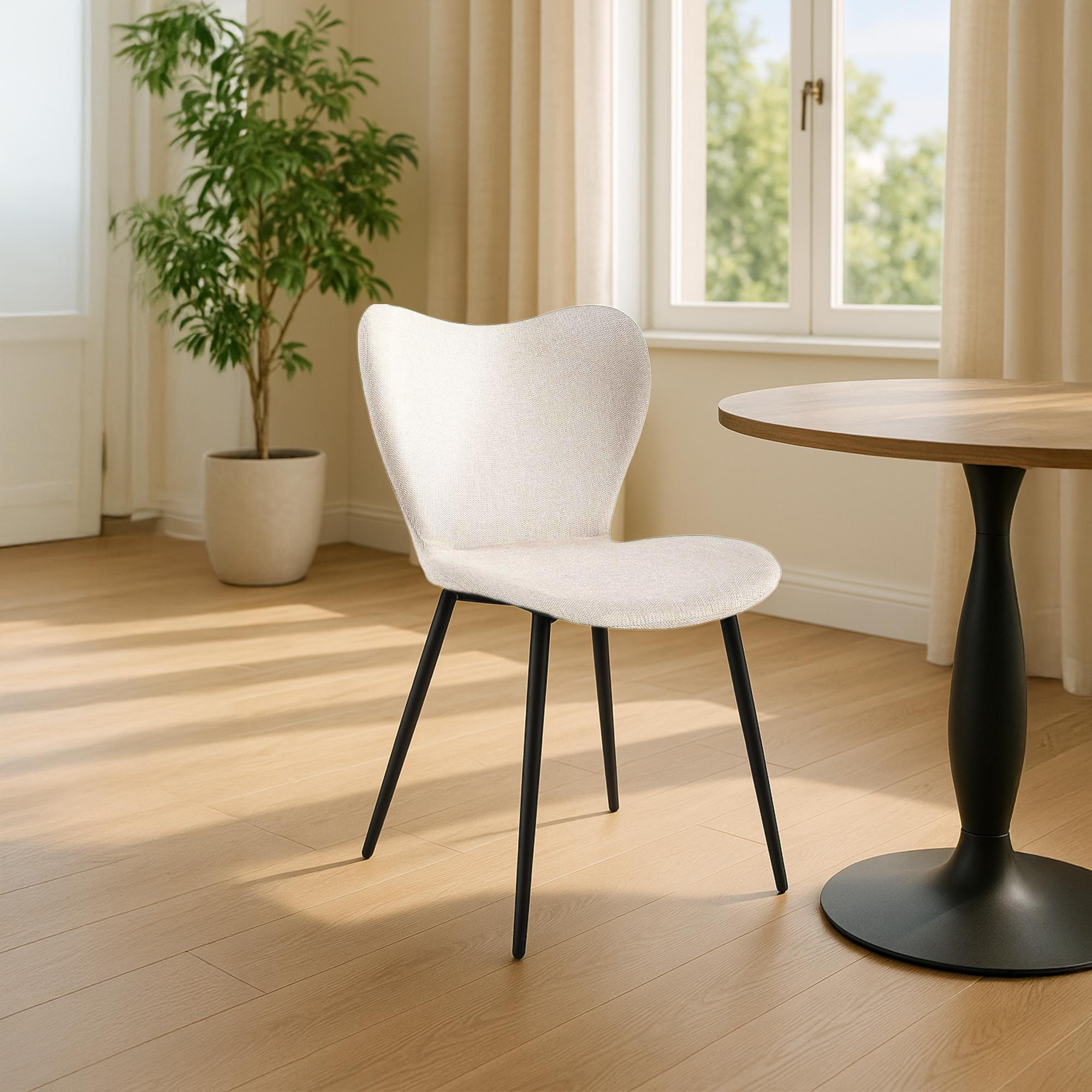 ESSZIMMERSTUHL Stoff Creme - Creme/Schwarz, Textil/Metall (50/80/58cm) - CLP