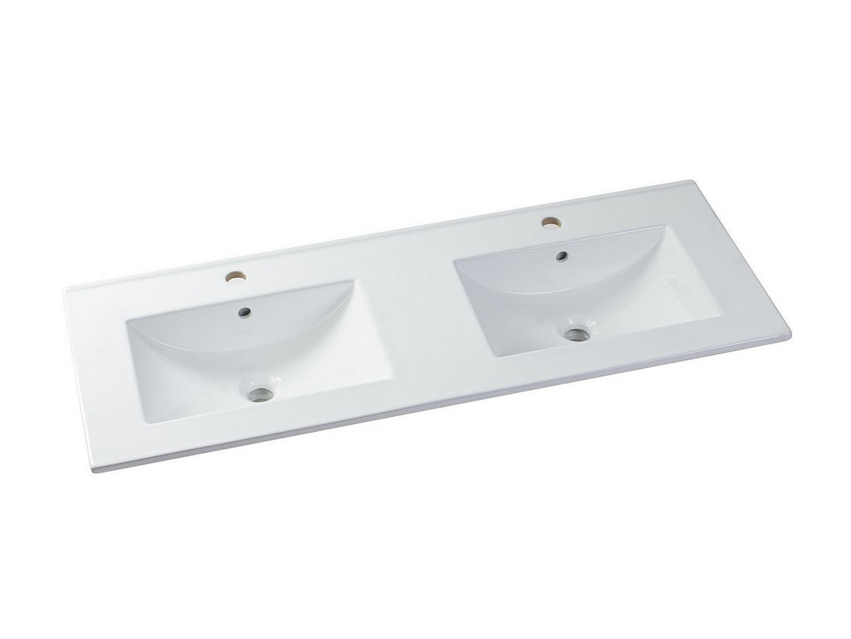 DOPPELWASCHTISCH - 120cm x 46cm - Holzspan - naturfarben hell, weiß - ARUBA - Naturfarben, Holz (120/59/46cm) - Vente-Unique