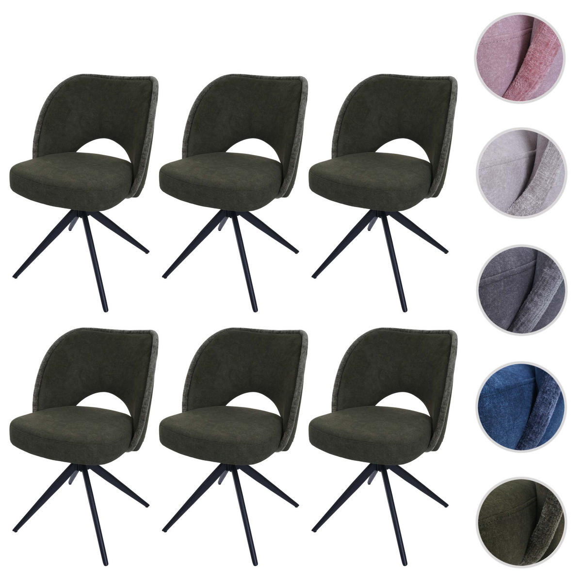 ESSZIMMERSTUHL Grün 6er-Set - Grün, Textil (54/84/60cm) - MCW
