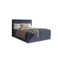 BOXBETT + Topper 160x200 dunkelblau Chenille - Dunkelblau, Holz/Holzwerkstoff (160/200cm) - SIMKAM Furniture