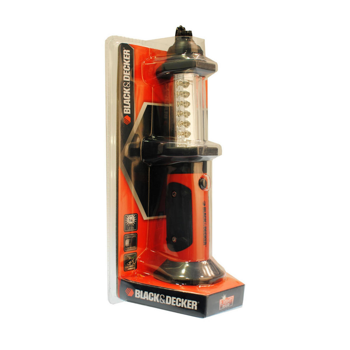 ARBEITSLAMPE Schwarz Rot 14 LED batteriebetrieben mit Haken - Schwarz/Orange, Kunststoff (8/8/30cm) - Black & Decker