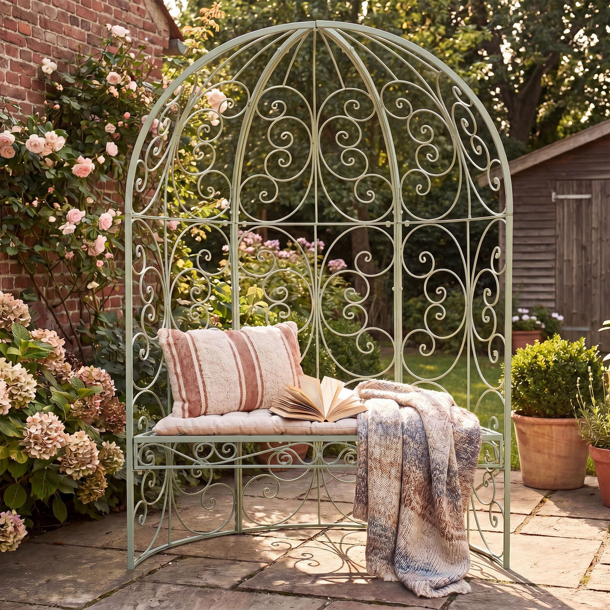 PAVILLON 120/58/178 cm Metall Antik-Grün - Grün, Metall (120/178/58cm) - CLP