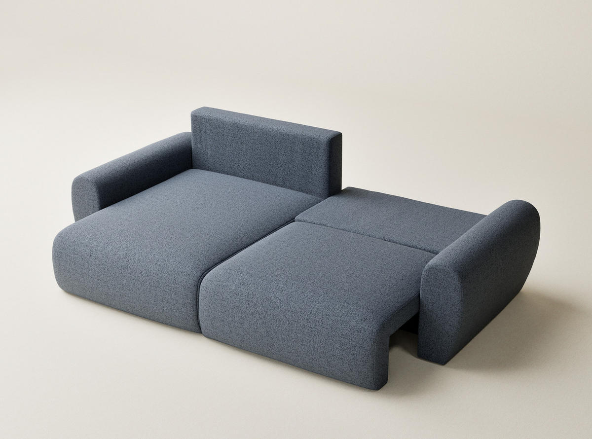 ECKSOFA MIT SCHLAFFUNKTION Numba Blau Webstoff - Blau/Schwarz, Holz/Holzwerkstoff (253/153cm) - Maison de Reve