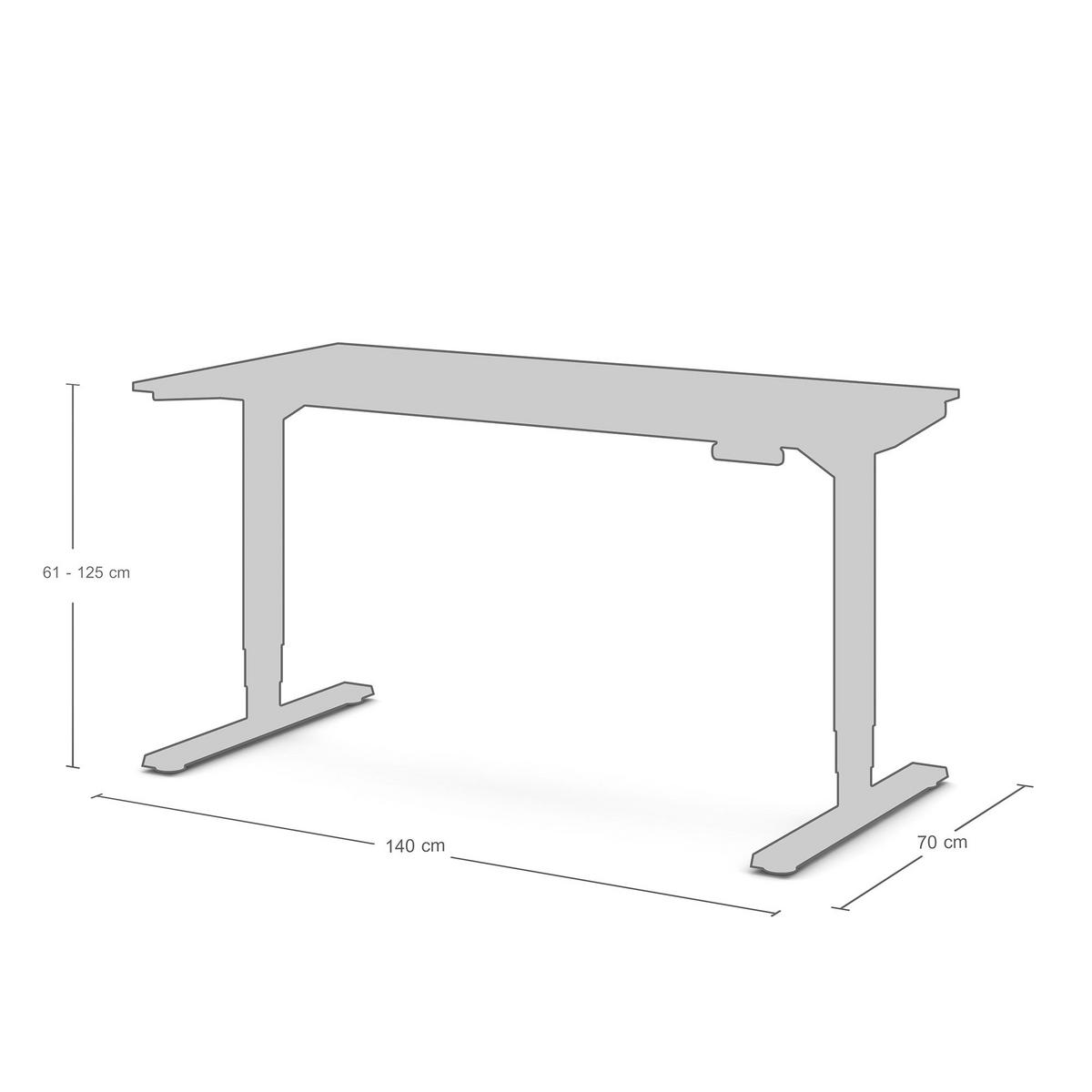 SCHREIBTISCH Elektrisch höhenverstellbarer Schreibtisch Y-Line Curved Signalweiß Signalweiß 140/70/62-127cm - Weiß, Holzwerkstoff/Metall (70/140/127cm) - ASSMANN