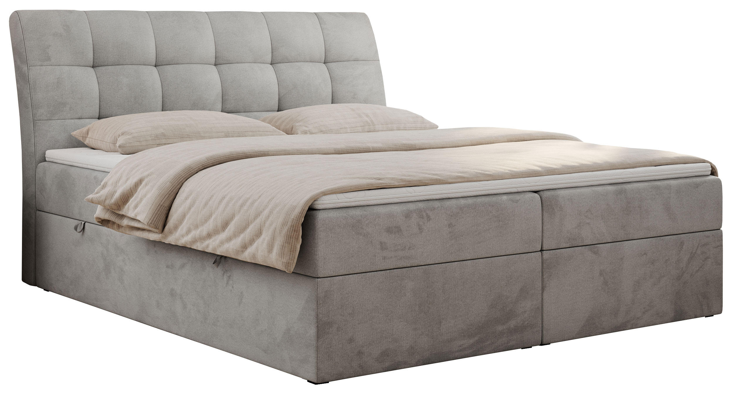 BOXBETT DIEGOS 120/200 Hellgrau Velvet - H3 - Hellgrau, Holz/Textil (120/200cm) - MKS
