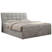 BOXBETT DIEGOS 120/200 Hellgrau Velvet - H3 - Hellgrau, Holz/Textil (120/200cm) - MKS