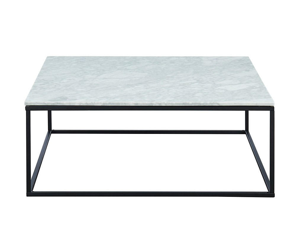 COUCHTISCH - 90 cm x 90 cm - Marmor - Schwarz, Weiß - ARETHA - Schwarz/Weiß, Stein (90/90/35cm) - Vente-Unique