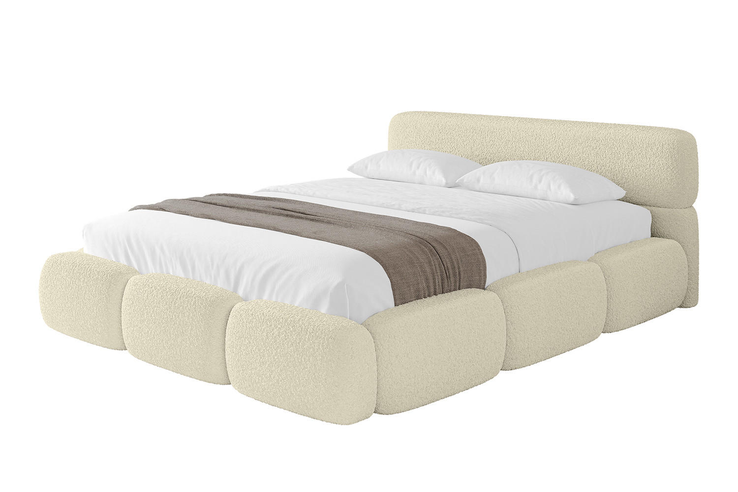 POLSTERBETT mit Bettkasten und Lattenrost, Boxbett ohne Matratze - ELVA-v1 200x200 Beige - Beige, Holzwerkstoff/Textil (200/200cm) - ALTDECOR