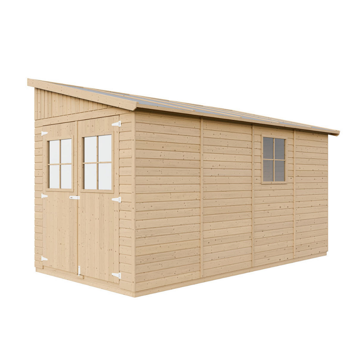 HOLZ-GARTENHAUS (ohne Seitenwand) - H244x211x416 cm/8 m2 - M340 - Beige, Holz (216/243/395cm) - Timbela