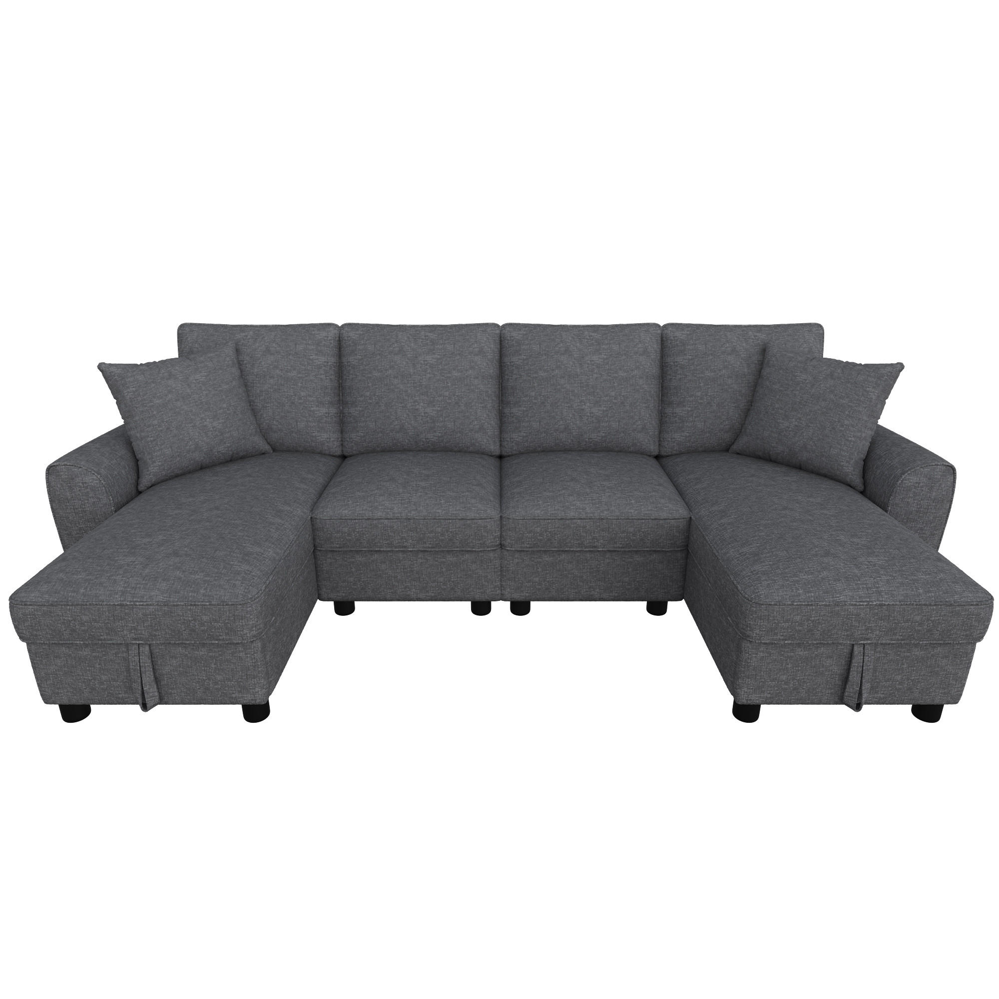 WOHNLANDSCHAFT U Form Chenille Modular Stauraum Grau 280cm - Grau, Textil (280/84/137cm) - FLIEKS