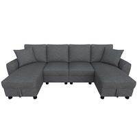 WOHNLANDSCHAFT U Form Chenille Modular Stauraum Grau 280cm - Grau, Textil (280/84/137cm) - FLIEKS