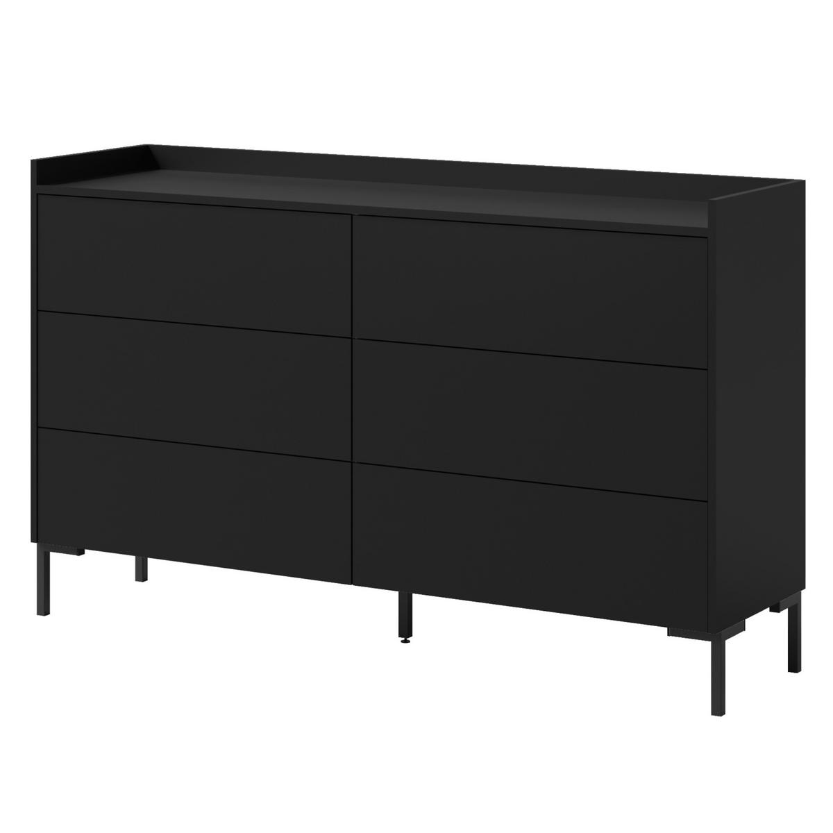 KOMMODE mit Schubladen Liam 6S 150 Schwarz - Schwarz, Holzwerkstoff/Metall (150/92/41cm) - mzm24