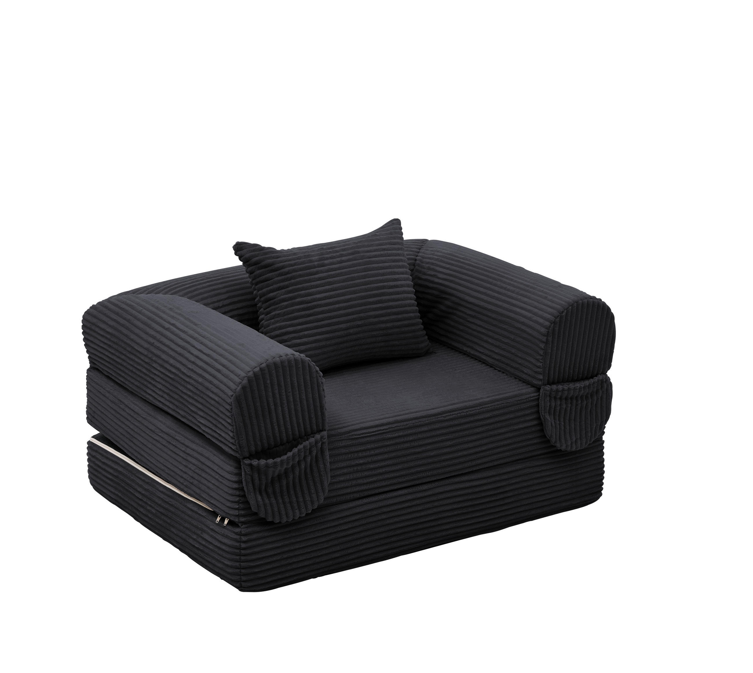 SCHLAFSOFA DE-35175 klappbar 2-in-1 Schwarz - Schwarz, Textil (85/65/120cm) - ComfortXL