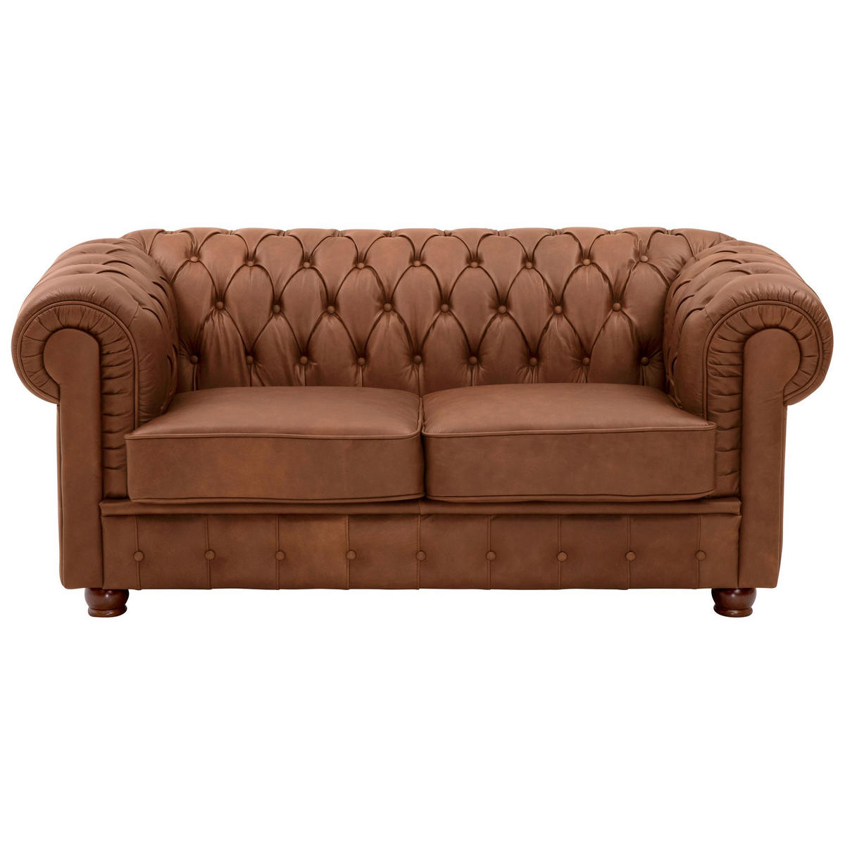 SOFA 2-Sitzer Kalea Echtleder (Antikoptik) cognac - Cognac, Leder (172/76/98cm) - 58aufmkessel