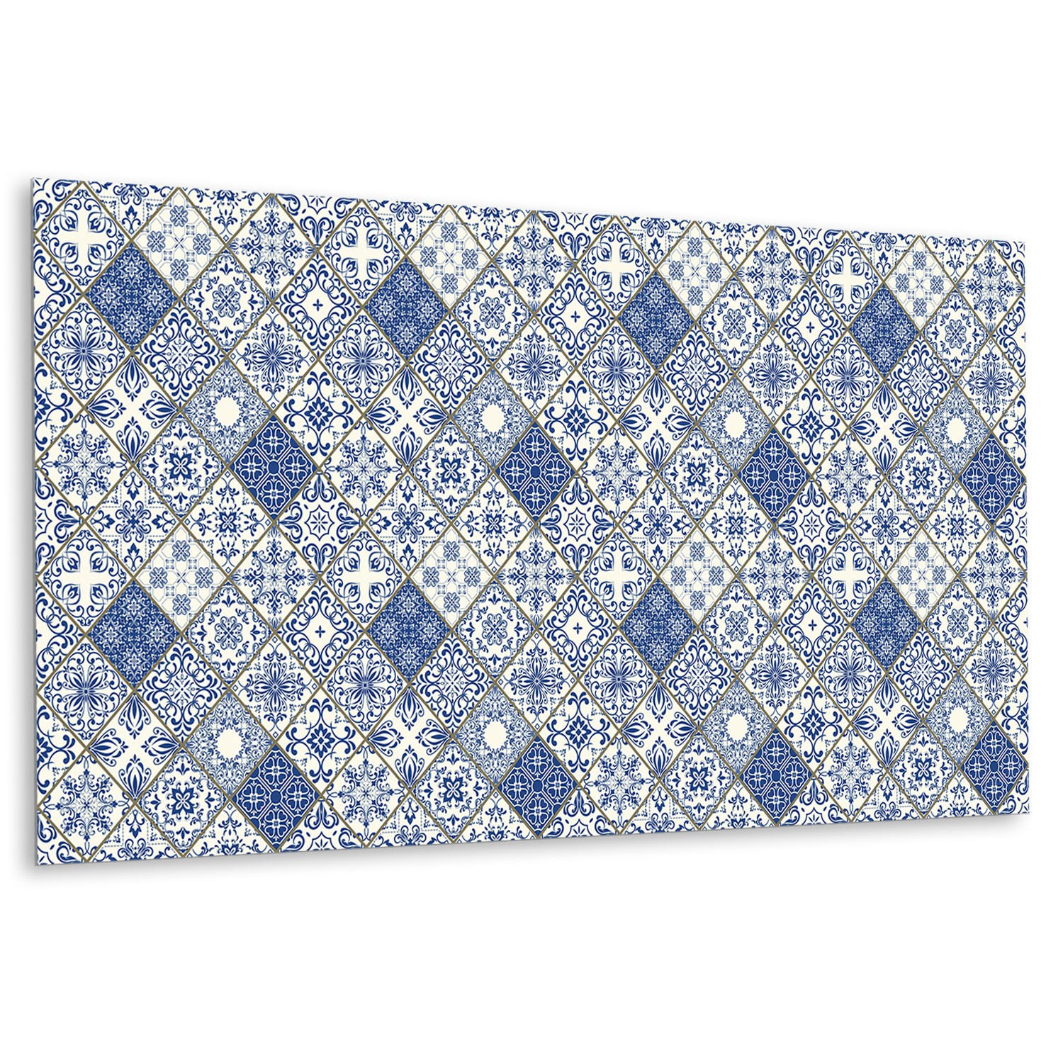 WANDPANEEL 100 x 50 cm Portugiesisches Muster - Blau, Textil (100/1.6/50cm) - TULUP