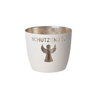 TEELICHTHALTER Madras Schutzengel M, Eisen, Weiß, Gold, 8.5 cm - Weiß, Metall (9cm) - Gift Company