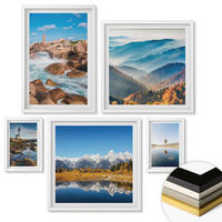WANDBILDER 5er-Set - 50x50 cm & 20x30 cm & 40x60 cm Weißer Rahmen - Ausblicke auf die Natur, Leuchtturm, Berge - Weiß, Kunststoff (40/60cm) - ArtPrintCave