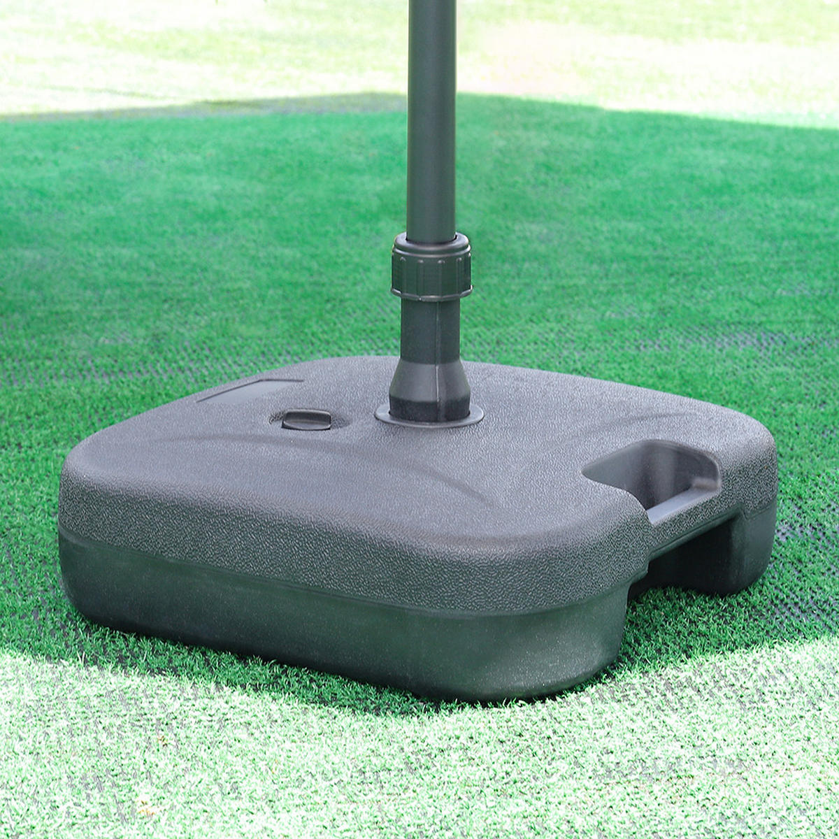 SONNENSCHIRMSTÄNDER aus PP in Schwarz quadratisch befüllbar 44,5 × 44,5 × 28 cm befüllt bis zu 20 kg - Schwarz, Kunststoff (44.5/44.5cm) - Livingandhome