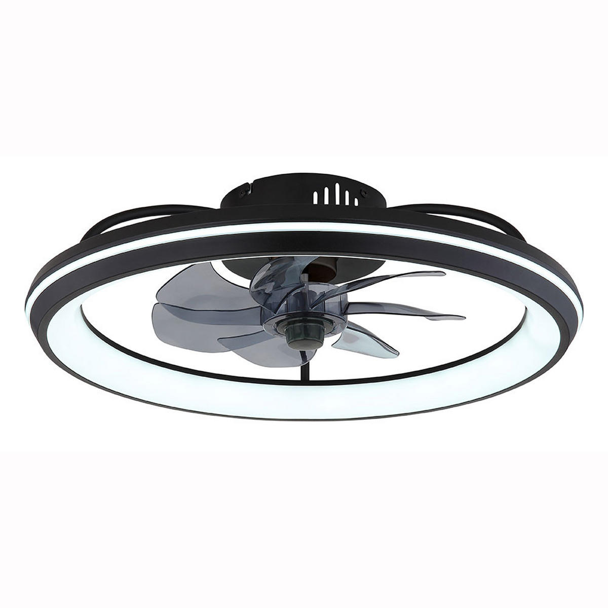 LED DECKENLEUCHTE Deckenventilator Schwarz Kunststoff - Schwarz, Metall (50/50/14cm) - Globo Lighting