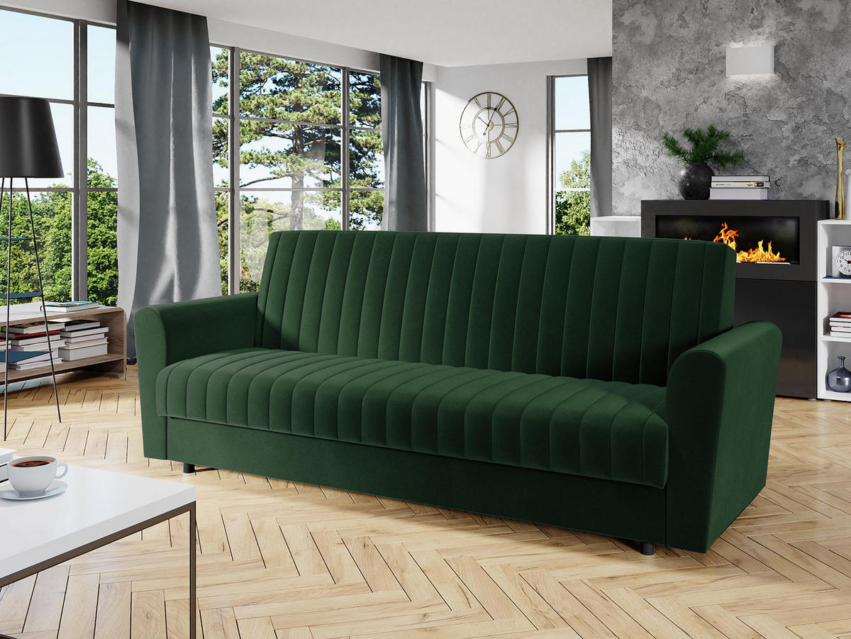 SCHLAFSOFA Molly - Schwarz/Hellblau, Holz/Kunststoff (230/87/90cm) - MIRJAN24