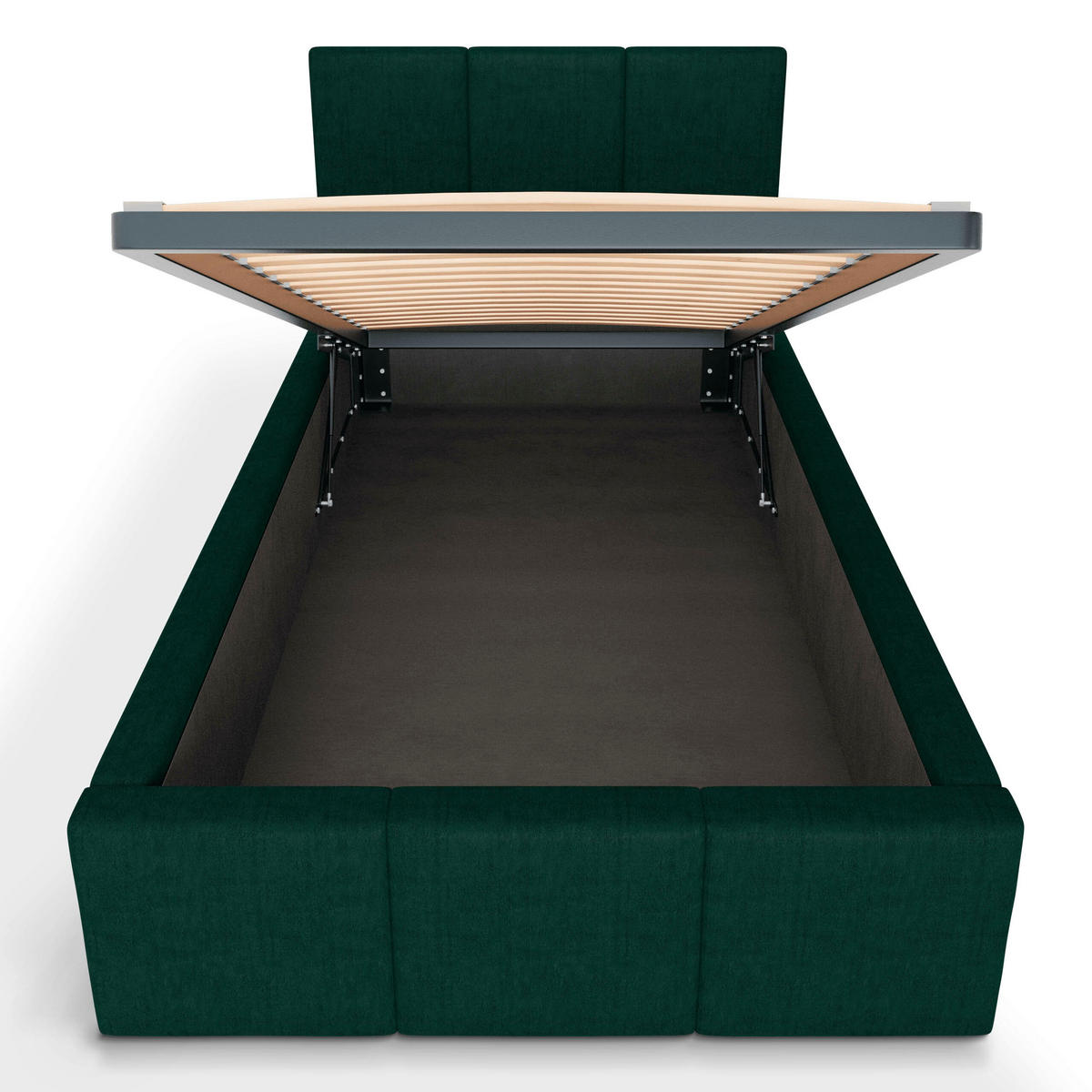 POLSTERBETT für Schlafzimmer Bett mit Stauraum Flaschengrün 90x200cm Kopfteil 120cm - Dunkelgrün, Holzwerkstoff/Metall (90/200cm) - Muralo