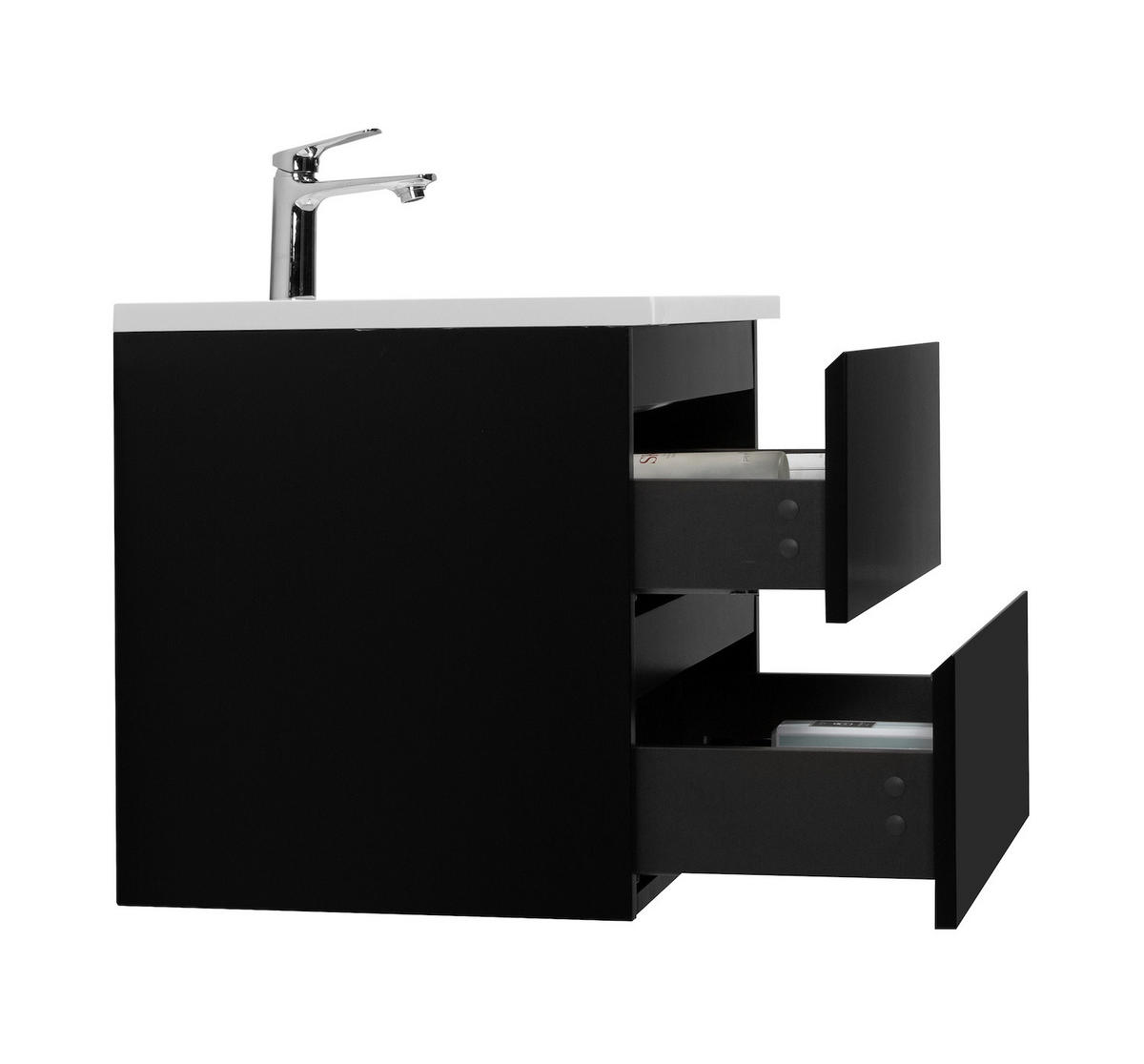 WASCHTISCHKOMBINATION Angela 2 Teile - Schwarz Matt - 60 x 48 x 52 cm - Schwarz/Weiß, Holz (60/52/48cm) - Badplaats