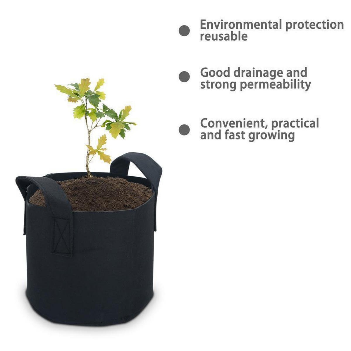 PFLANZSACK Vliesstoff 60/40 cm (2-tlg. Set) - Schwarz, Textil (40/60cm) - Intirilife
