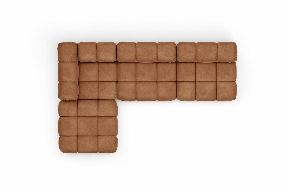 ECKSOFA L-Form Modulare, Veloursstoff Salvador, Dunkelbeige, Links, Selia - Beige, Holz (285/160cm) - Kaiser Möbel