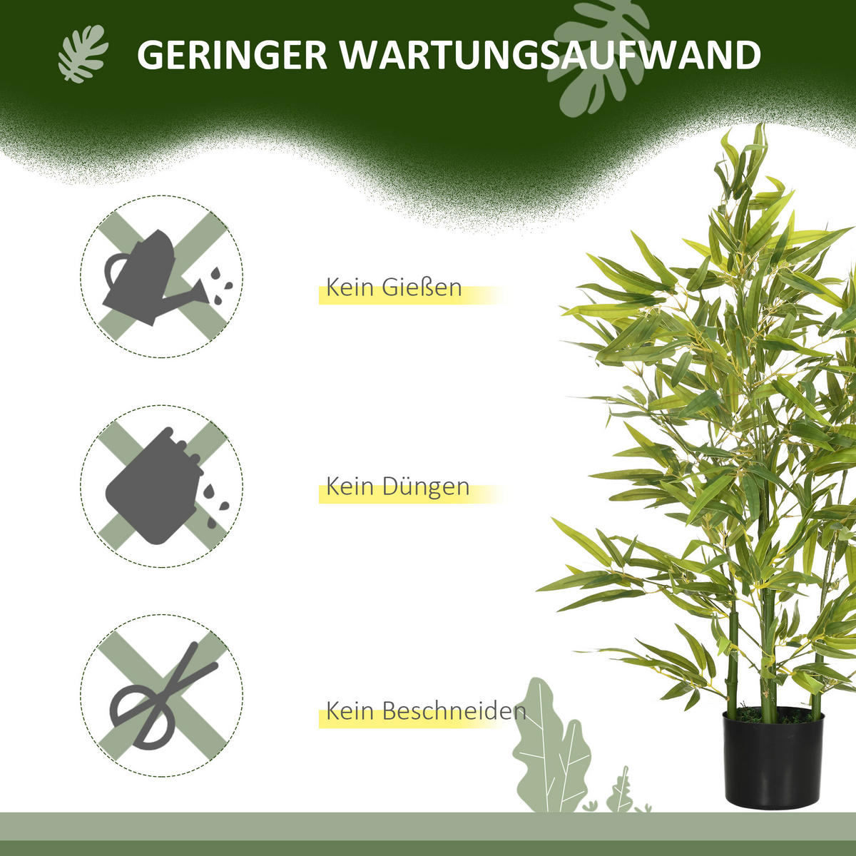 KÜNSTLICHER Bambus groß 90 cm Kunstpflanze - Grün, Kunststoff (90cm) - HOMCOM