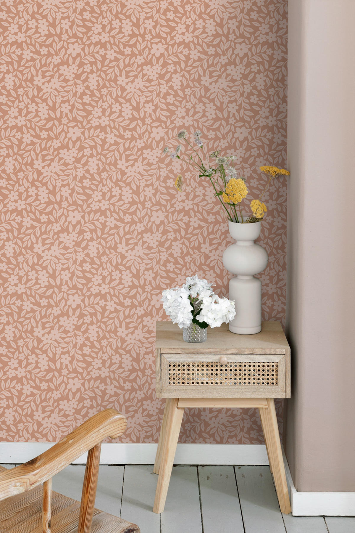 TAPETE Blumen 50 x 900 cm - Pink, Papier (50/0.1cm) - ESTAhome