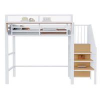 HOCHBETT 90x200 Weiß Metall Leiter Stauraum - Weiß, Metall (90/200cm) - FLIEKS