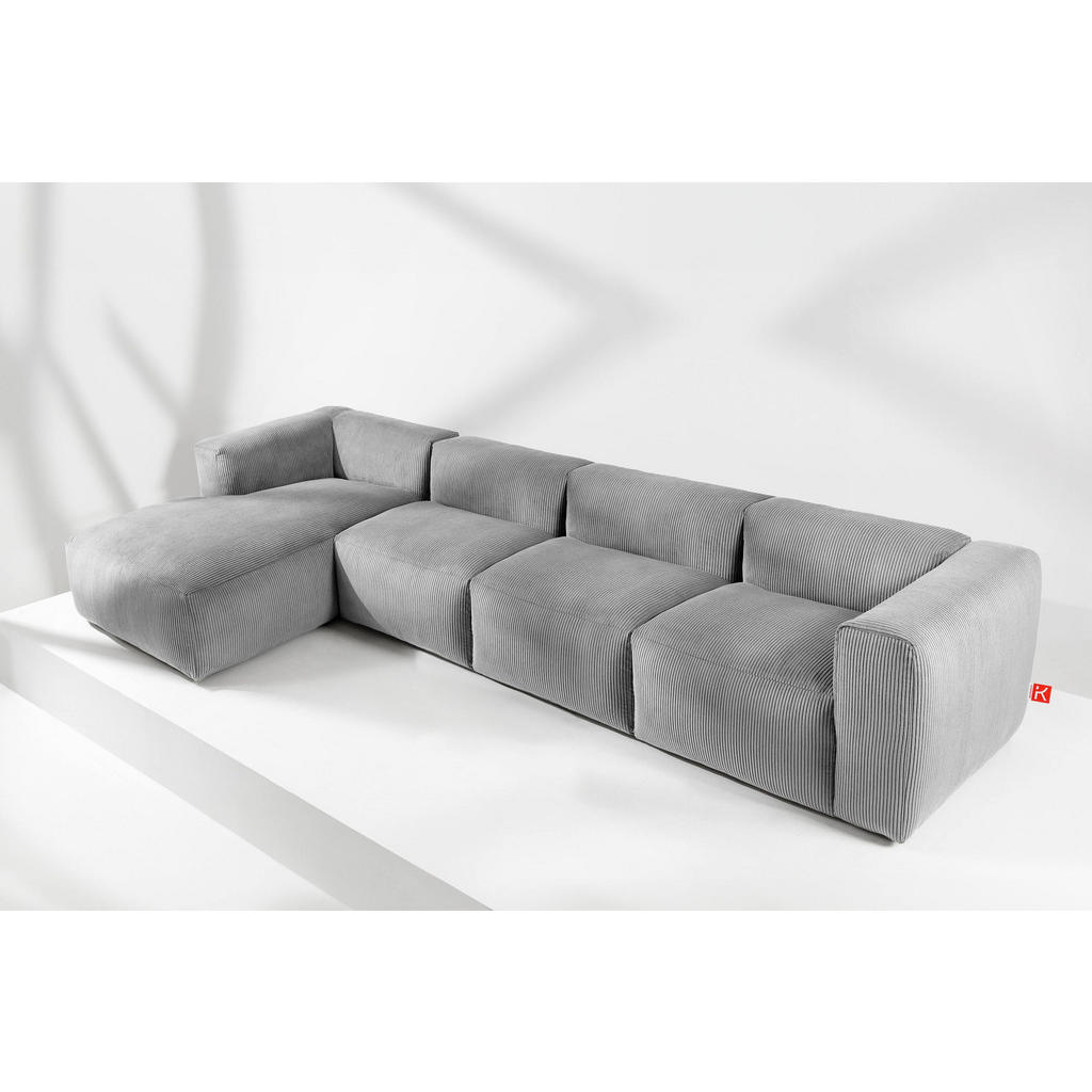 Thumbnail - Konsimo® Eckmodulsofa-Links, Hellgrau, Textil, Eckteil,Freiform, 377x180 cm, Wohnzimmer, Sofas & Couches, Wohnlandschaft...