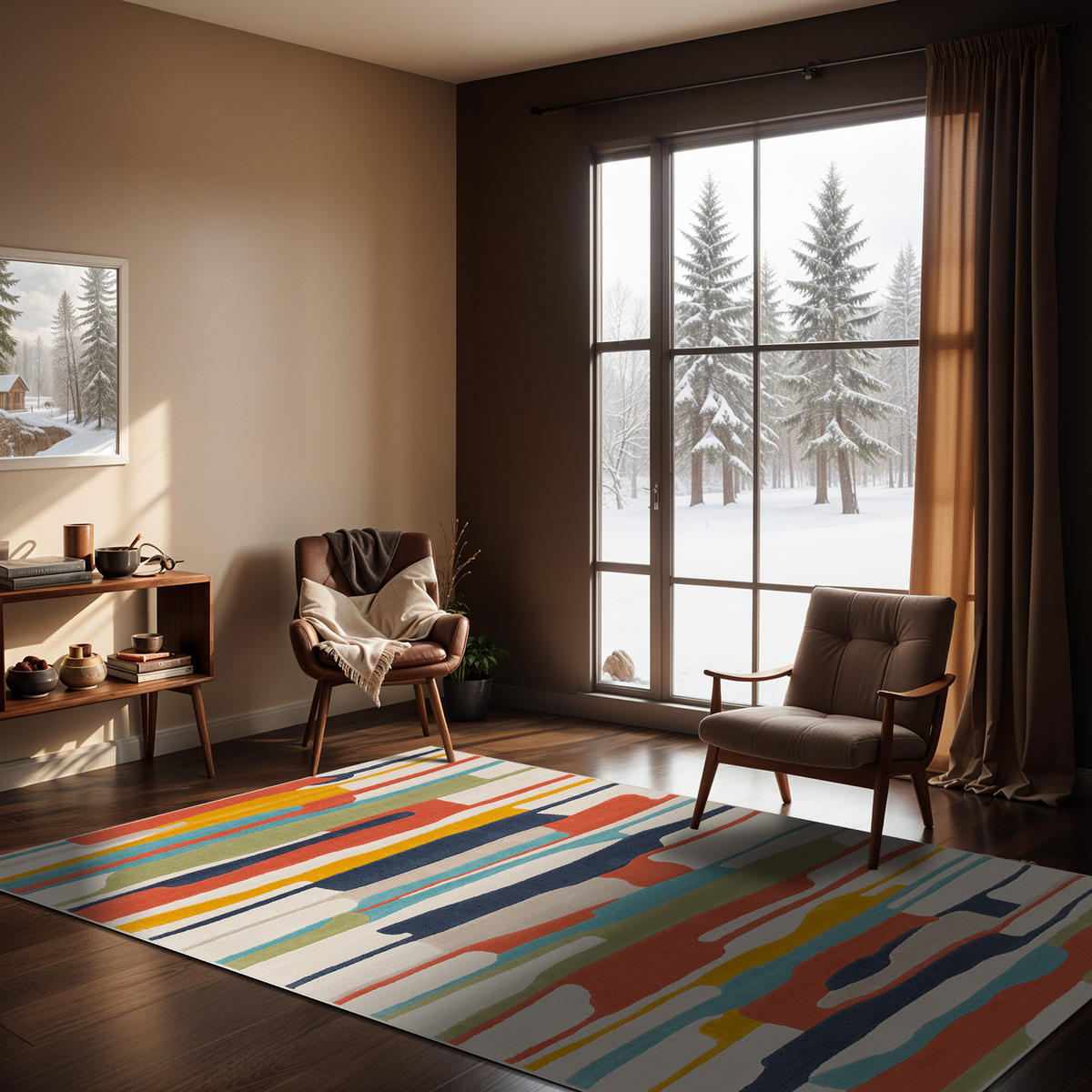 KURZFLORTEPPICH 120x170 cm Mehrfarbig - Multicolor/Orange, Naturmaterialien/Textil (120/170cm) - LIVABLISS