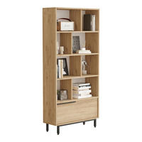 BÜCHERREGAL Fajaarire - Eichefarben/Schwarz, Holzwerkstoff/Metall (84/175.5/29.5cm) - [en.casa]
