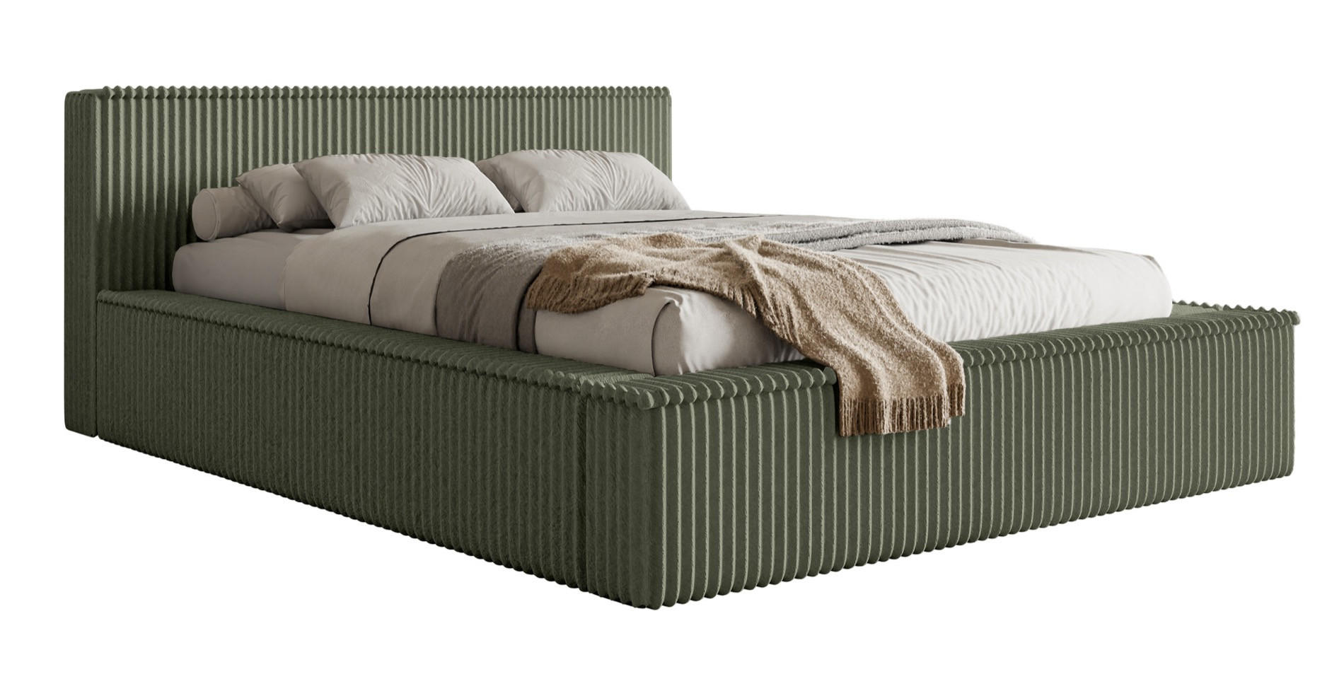 POLSTERBETT AFFOLIO Khaki 140x200 cm - Schwarz/Grün, Holz/Textil (140/200cm) - Selsey