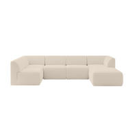 WOHNLANDSCHAFT Ottomane Rechts MOVA 345x180x78 Dunkelbeige Bouclé - Schwarz/Cappuccino, Holzwerkstoff/Kunststoff (345/78/180cm) - ALTDECOR