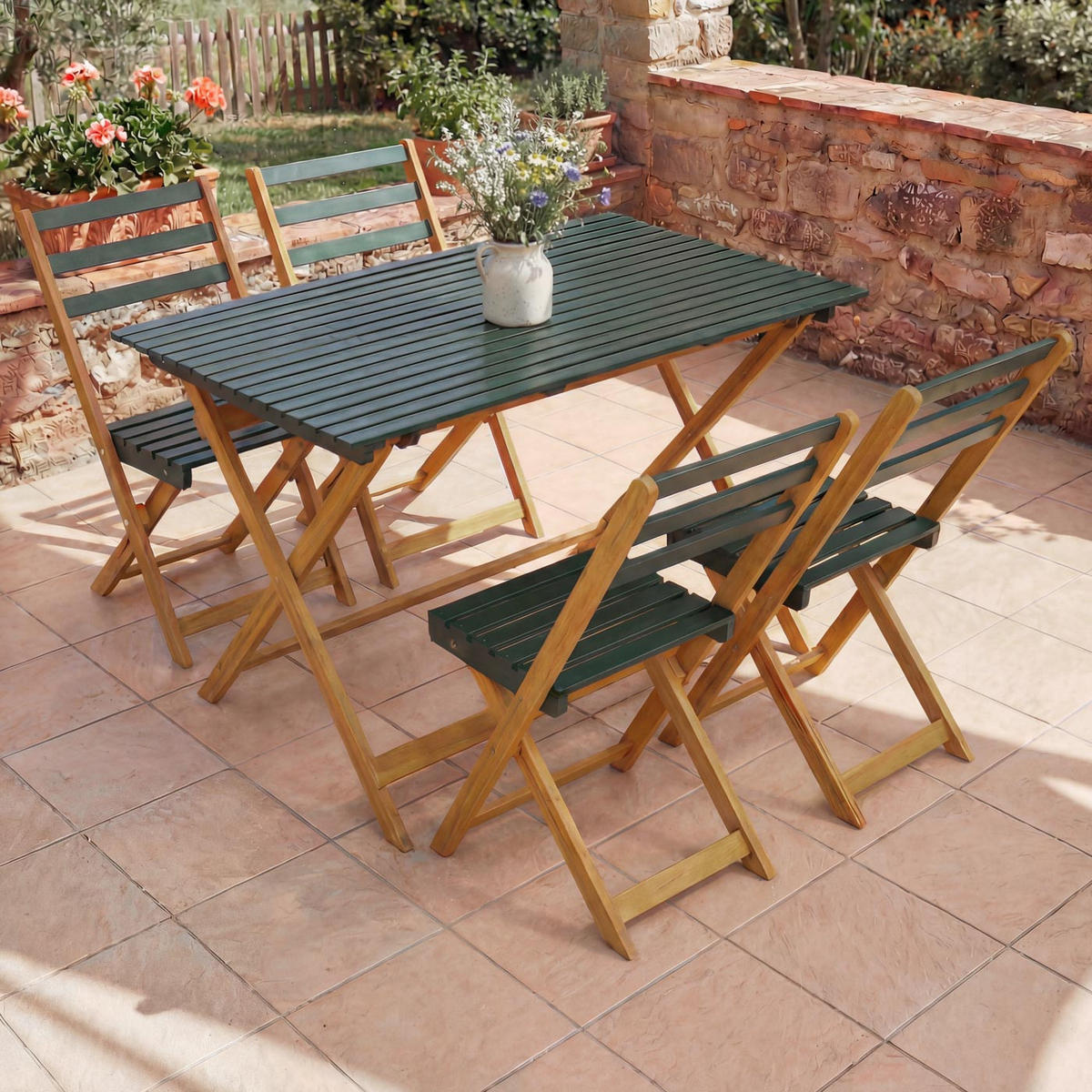 SITZGRUPPE Braun, Grün - Braun/Grün, Holz - MCW