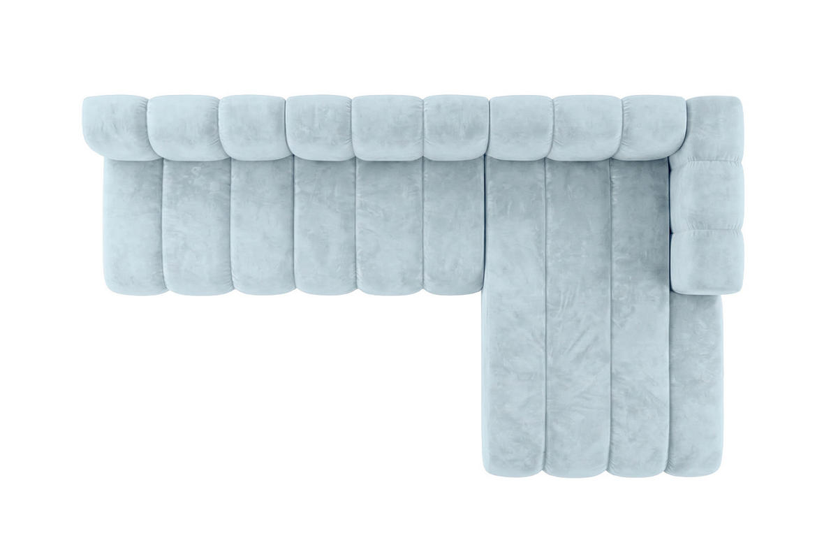 ECKSOFA Modulares In L-Form, Velvet-Stoff Riviera, Babyblau, Rechts, GRAND 295 cm - Hellblau, Holz (295/179cm) - Kaiser Möbel