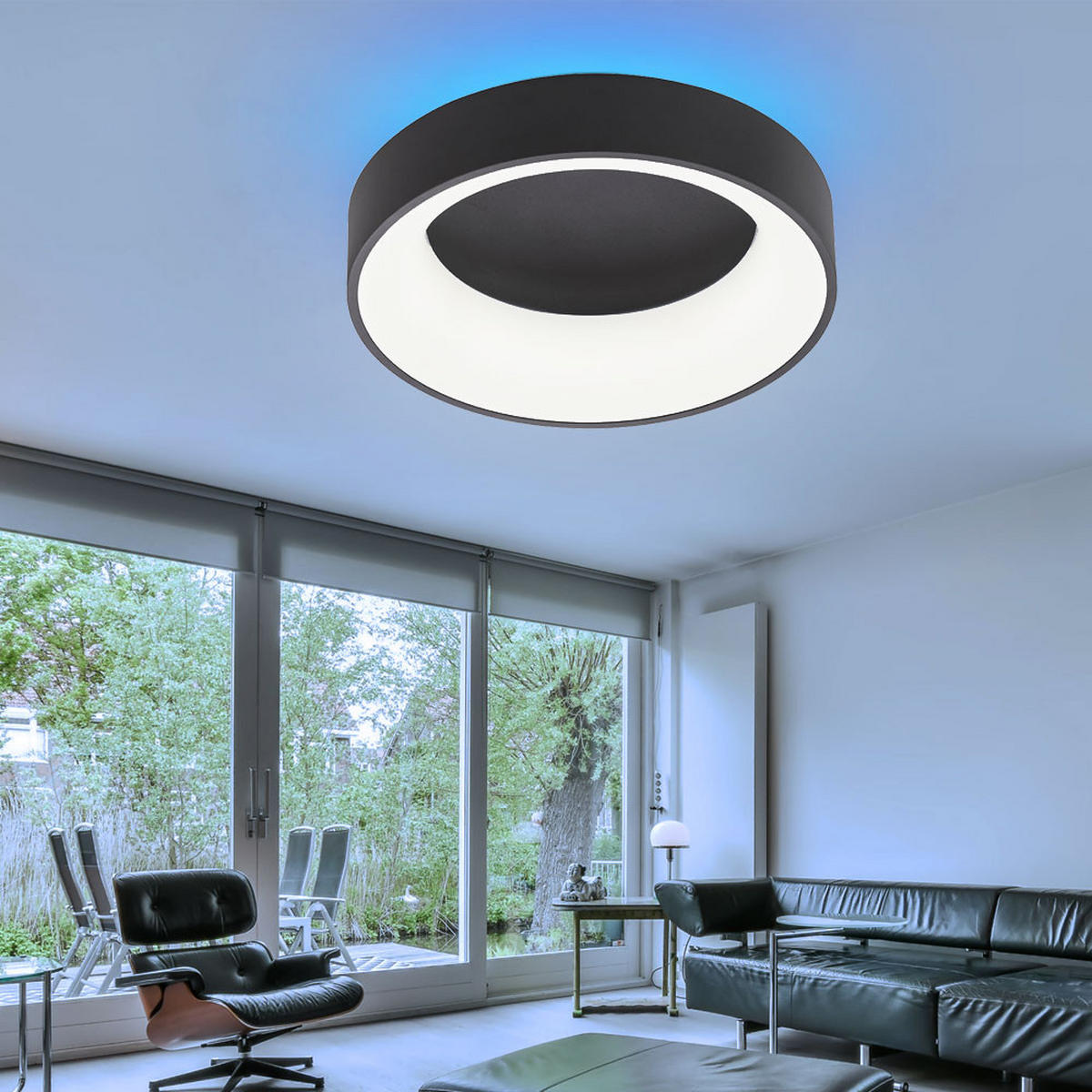 LED DECKENLEUCHTE CAMARON Schwarz Metall - Schwarz, Metall (45/45/11.5cm) - Wofi