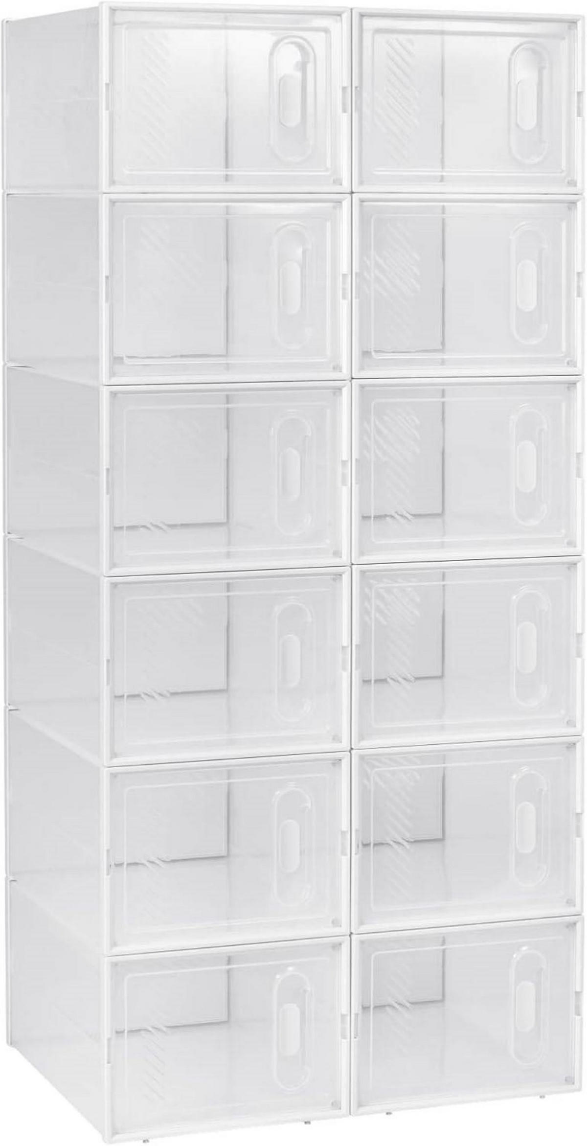 SCHUHBOX 12 St.er Set , Kunststoff - Transparent/Weiß, Kunststoff (50/111.5/35.5cm) - Woltu
