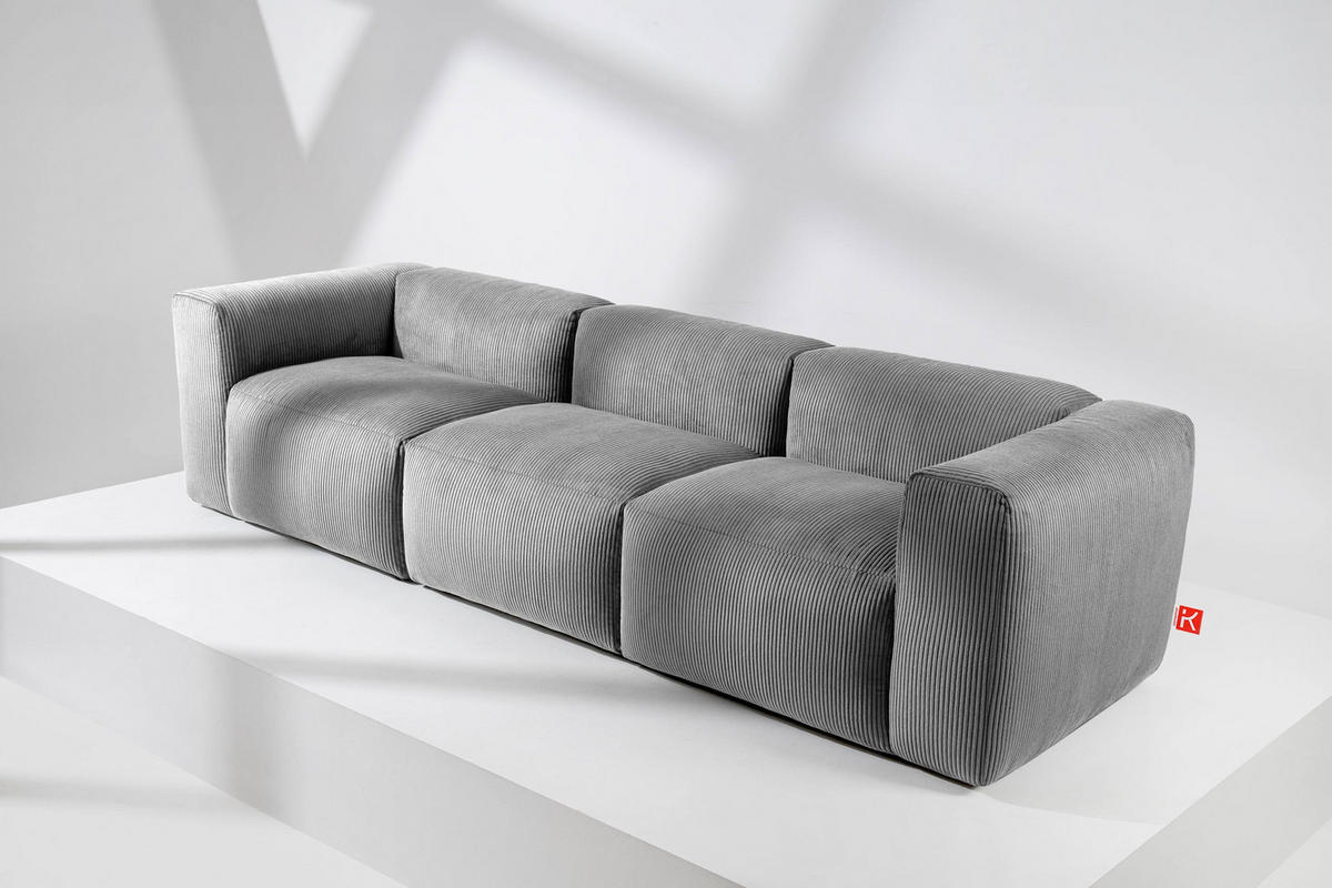 3-SITZER-MODULSOFA BUFFO mit extrem weicher und bequemer Sitzfläche, Kordstoff, hellgrau - Hellgrau, Textil (290/73/96cm) - KONSIMO®