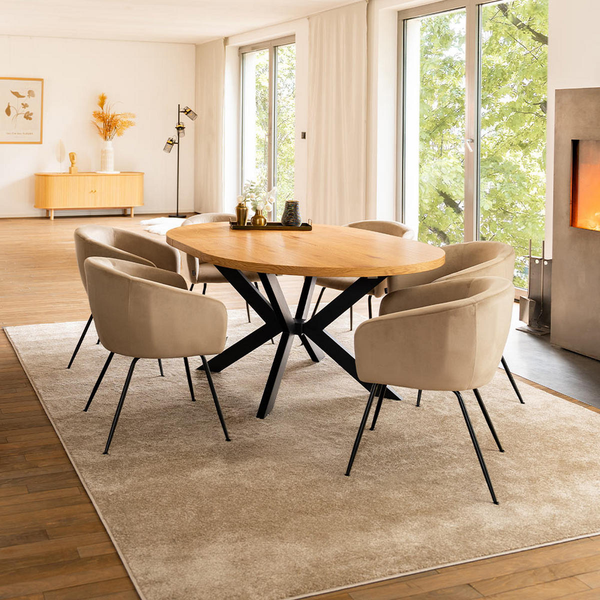 ESSTISCH RUND AVENTURA - Light Oak, 160 x 120 cm - Hellbraun, Holz (160/120/76cm) - Home Deluxe
