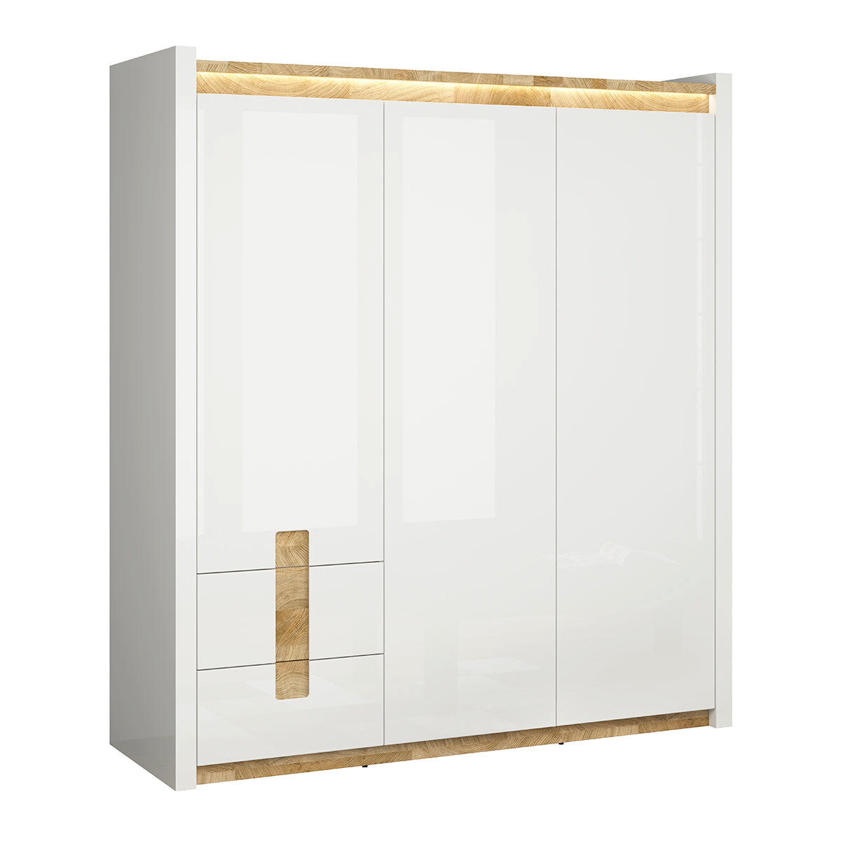 SKRIŇA 3 dvere Helios Biela a drevo - biela, kompozitné drevo (180/202/60cm) - Petits-meubles