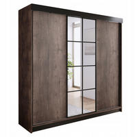 POSUVNÁ ŠATNÍ SKŘÍŇ ARI 1 se zrcadlem 250 - Tmavy Jesan - barva jasanu, kompozitní dřevo (250/200/62cm) - Kier Furniture