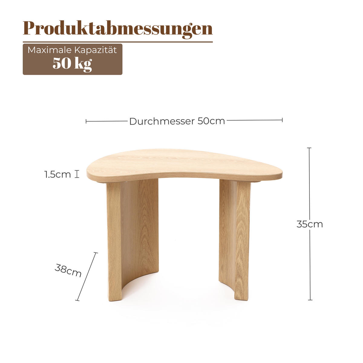 COUCHTISCH, 50 × 38 × 35 cm - Braun, Holzwerkstoff (38/50/35cm) - Hometopia
