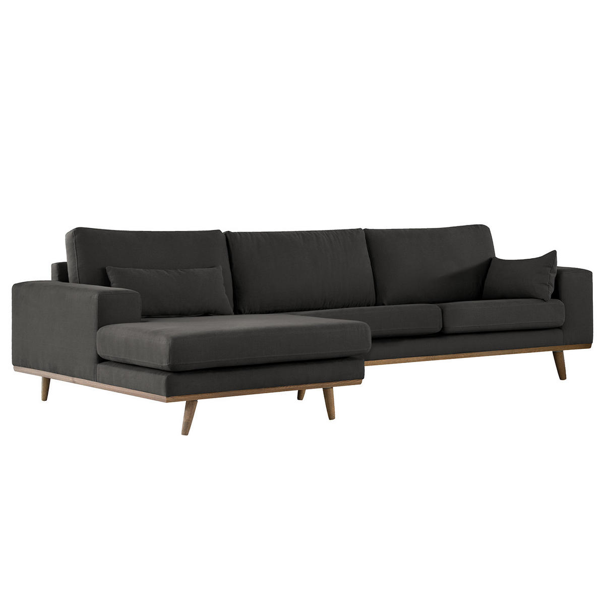 ECKSOFA mit Longchair - Eichefarben/Anthrazit, Naturmaterialien/Eichenholz (281/153cm) - home24