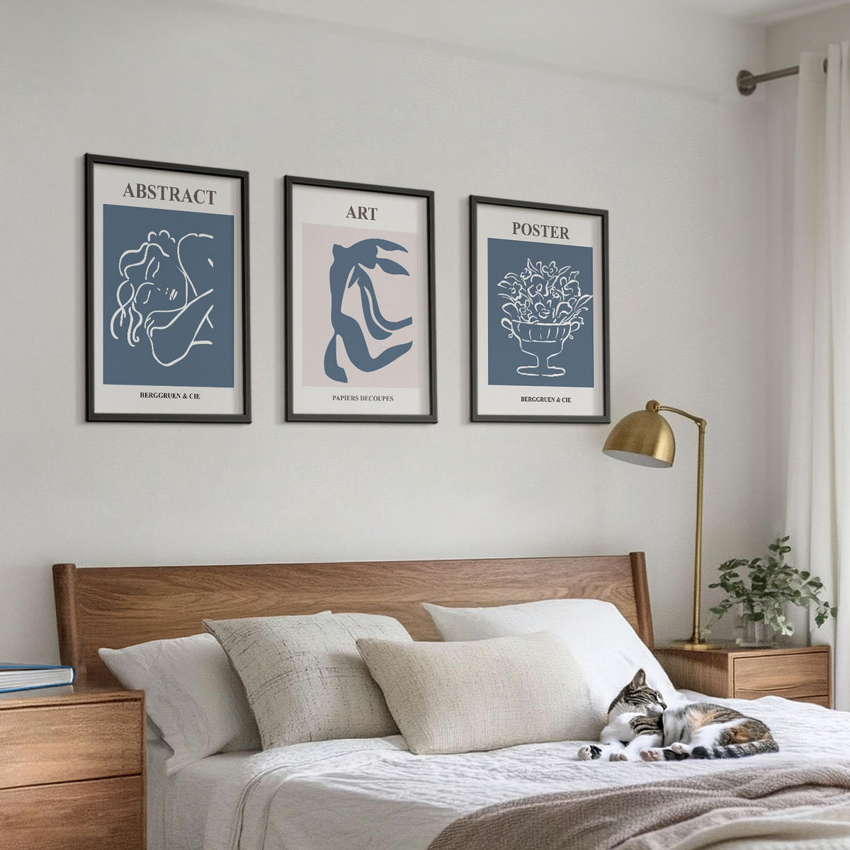 BILDER SET 3er Set - 40x60 cm Schwarzer Rahmen - Matisses stilvolle abstrakte Muster - Schwarz, Kunststoff (40/60cm) - TULUP
