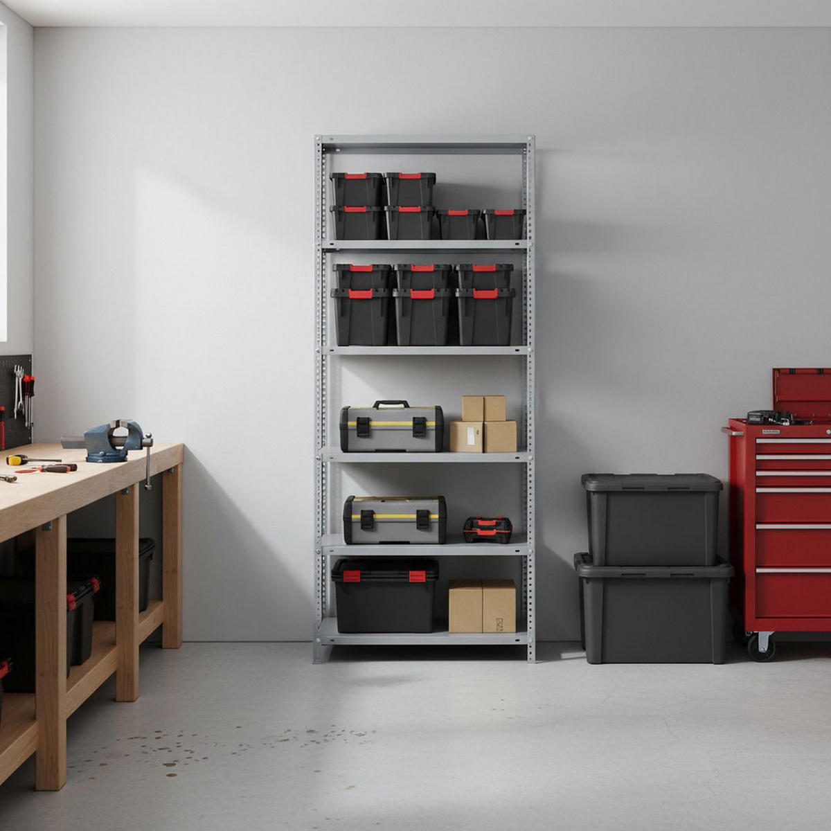 SCHRAUBREGAL PANDA TALL | HxBxT 200x100x40cm | 6 Fachböden | Fachlast 100kg | Grau - Grau, Metall (100/200/40cm) - PROREGAL